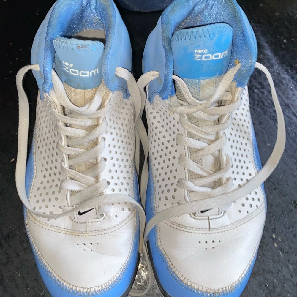 Nike Zoom BB line White and Light Blue High-Top Basketball Sneakers - Picture 6 of 6